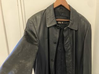 Chaqueta larga piel Zara hombre negra