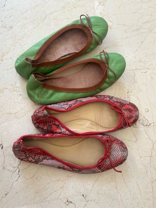 Set 2 Bailarinas Piel Italiana Talla 39
