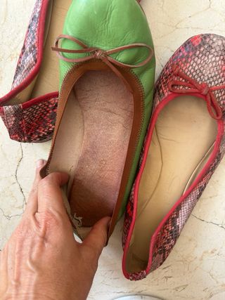 Set 2 Bailarinas Piel Italiana Talla 39