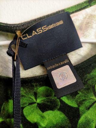 Blusa Roberto Cavalli Estampada Verde y Negra