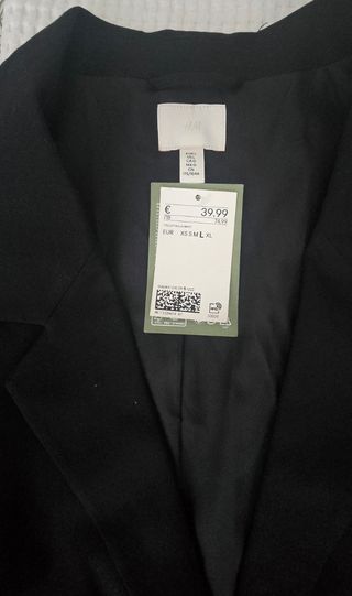 Americana H&M Negra Talla L Mujer