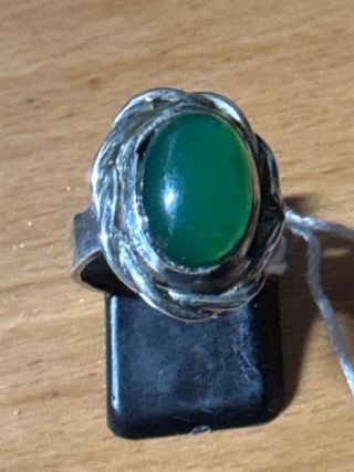 Anillo Plata 925 Hecho a Mano Piedra Verde