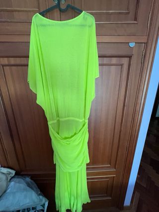 Vestido largo verde amarillo talla única