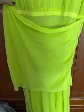 Vestido largo verde amarillo talla única