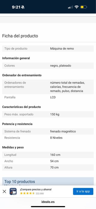 Máquina de remo Isefit