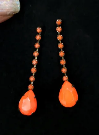 Pendientes Bonitos Cristales Naranja Plata