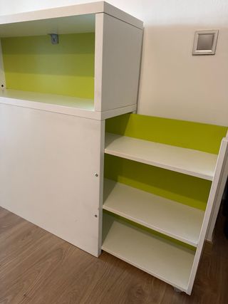 Mueble IKEA Flaxa blanco y verde
