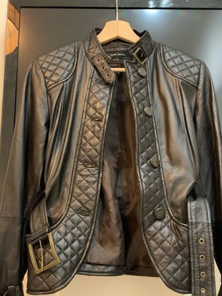 Chaqueta Cuero Marrón Zara Talla M