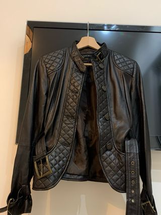 Chaqueta Cuero Marrón Zara Talla M