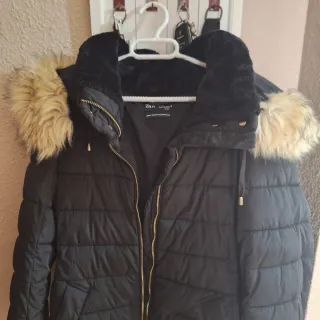 Chaquetón Zara Negro Mujer.