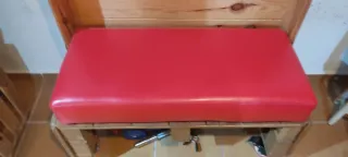 Divano Single Palets - Legno e pelle rossa