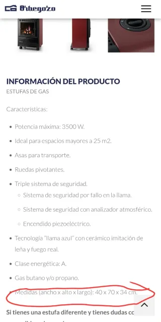 Estufa de gas Orbegozo HBF 95