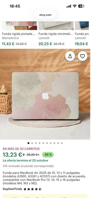 Funda MacBook Air 13 M3 acuarela