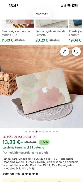Funda MacBook Air 13 M3 acuarela