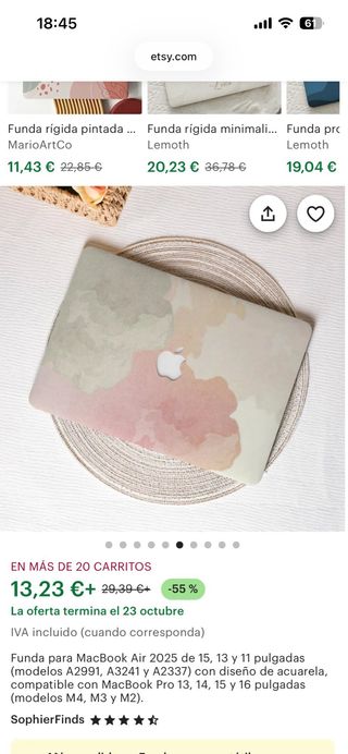 Funda MacBook Air 13 M3 acuarela