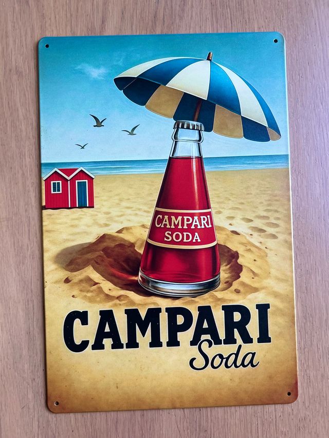 Insegna Metallica Campari Soda Vintage 30x20cm