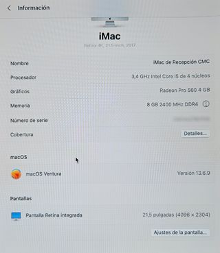 iMac Retina 4K 21.5 2017 - Intel i5 - 8GB RAM