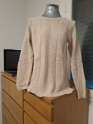 Jersey mujer manga larga beige