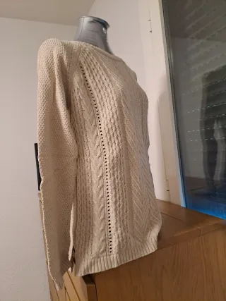 Jersey mujer manga larga beige