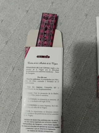 Cintas Medida Ntra. Sra. del Pilar.
Una por 8 eur