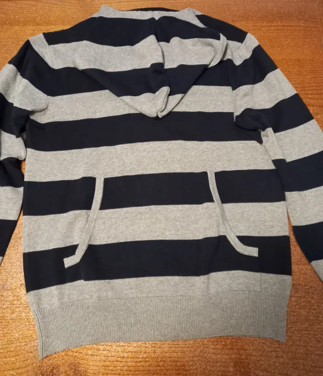 Maglia Uomo Cappuccio Righe Blu/Grigio TG. XL