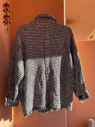 Sobrecamisa Zara Cuadros Blanco y Negro