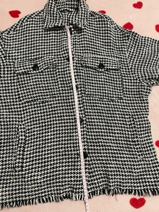 Sobrecamisa Zara Cuadros Blanco y Negro