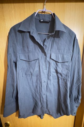 Camisa Zara oversize azul petróleo