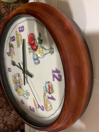 Reloj Cocina Punto de Cruz Hecho a Mano