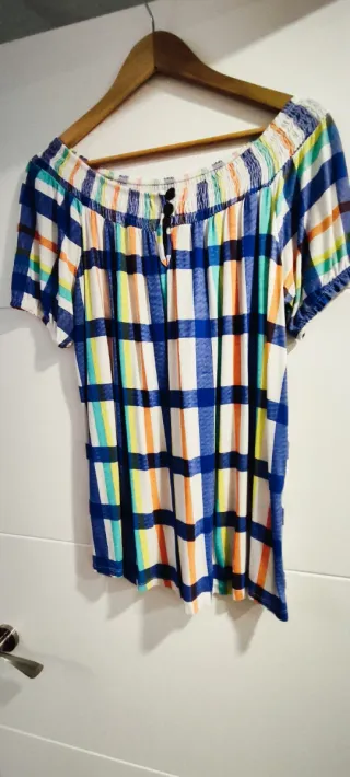 Blusa cuadros multicolor
