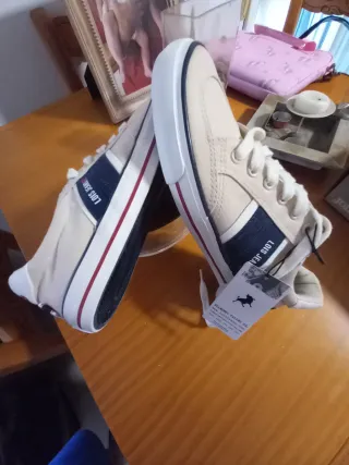Zapatillas Lois Jeans Beige y Azul