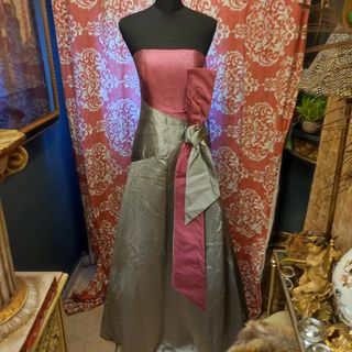 Vestido evento Cabotine Seda T38 Gris/Rosa