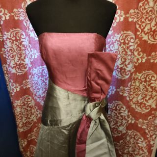 Vestido evento Cabotine Seda T38 Gris/Rosa