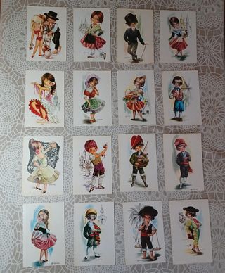 16 Postales Regionale años 60 Ilustradora Gallarda