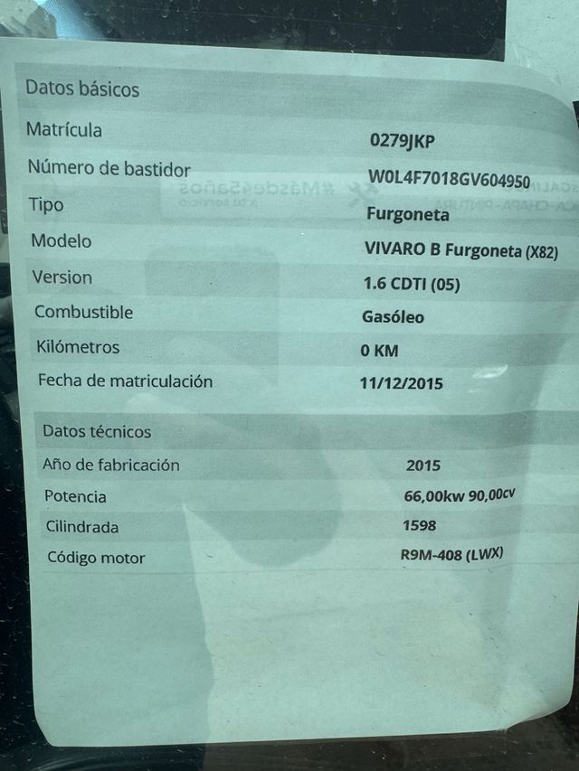 OPEL VIVARO 1.6 CDTI