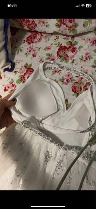 Vestido de Novia Plateado y Blanco