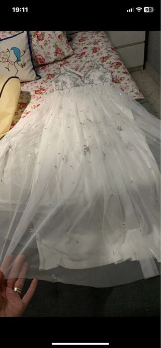 Vestido de Novia Plateado y Blanco