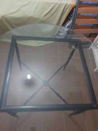 Mesa redonda forja y cristal