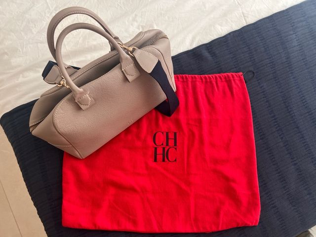 Bolso Carolina Herrera Beige y Rojo