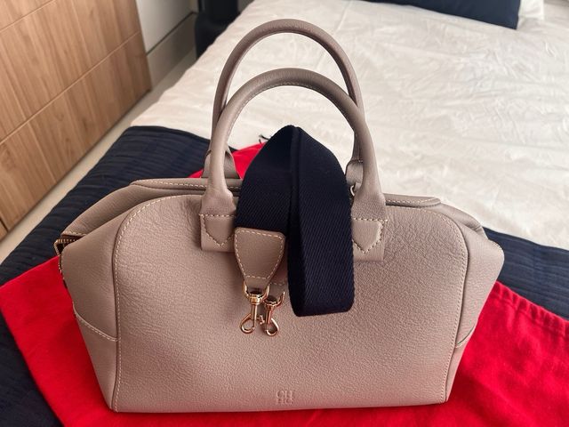 Bolso Carolina Herrera Beige y Rojo
