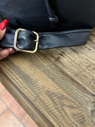 Borsa secchiello vera pelle vintage blu