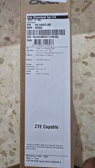 Acer Chromebook Spin CP514-1H sin abrir
