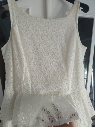 Vestido blanco La Redoute encaje peplum