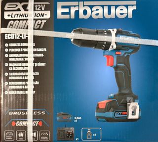 Taladro Erbauer ECD12-LI Compact 
más dos bascula