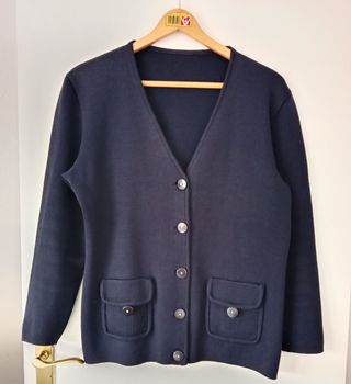 Chaqueta azul de punto para mujer