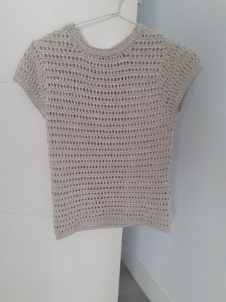 Top Massimo Dutti punto gris nuevo