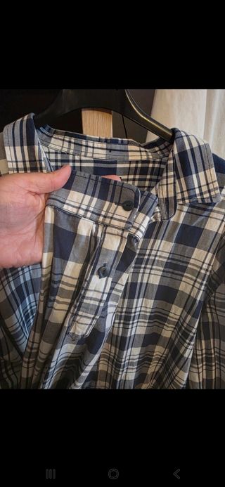 Camisa Zara Man cuadros azul y blanco 