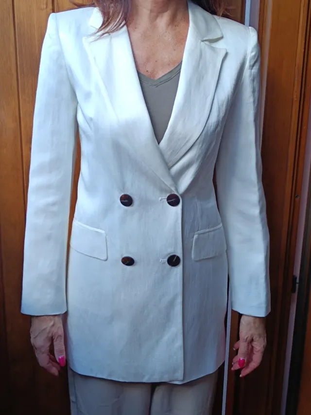 Blazer lungo bianco doppiopetto