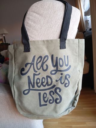 Bolso shopper lona verde All you need is less