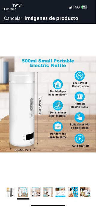 Hervidor Agua Electrico 500ML, calentar Leche café